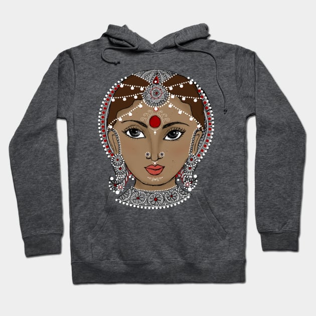 Sketch Face : Traditional Beautiful Indian Women Face Hoodie by swarna artz